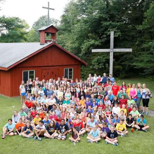 Campers in front of Chapel